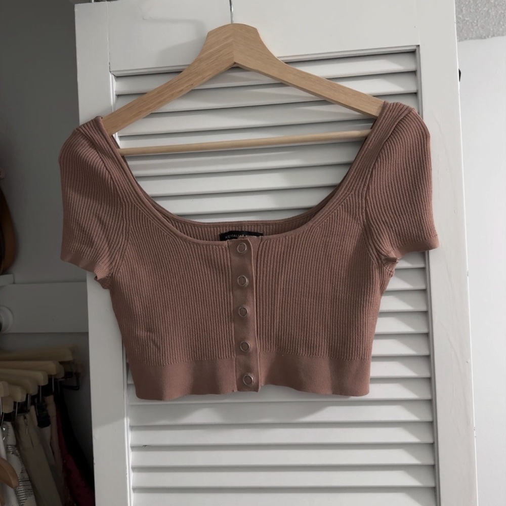 Pacsun Ribbed Button Crop Top | Dusty Rose | XS | Soft & Sweet